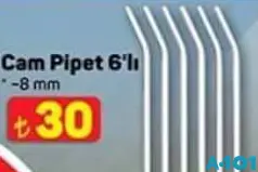 CAM PİPET 6'LI 8 MM